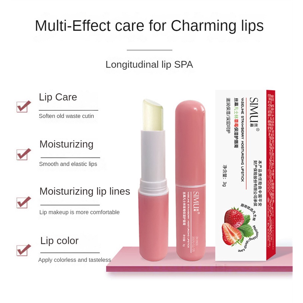 Son Dưỡng Môi Silk Vaseline Dưỡng Ẩm Vitamin E Dưỡng Ẩm Chống Khô Son Môi Dâu Qusl