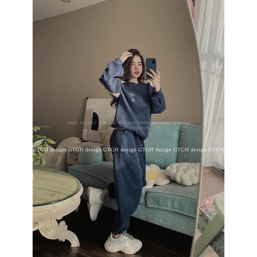 Siuu phẩm Set nỉ gấu thêu phối màu so hott hàng QC