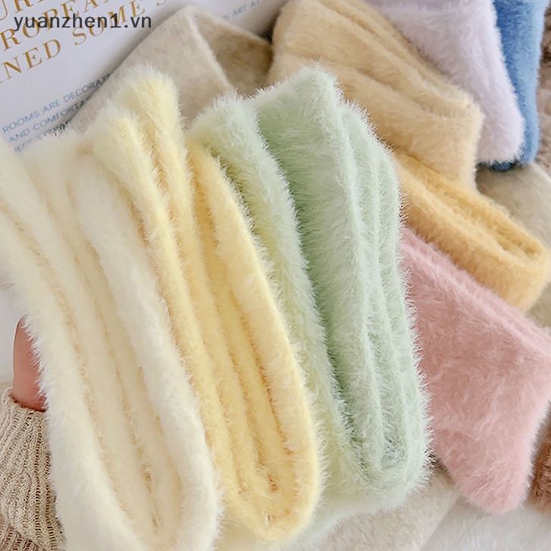 Vớ Nhung San Hô Lông Xù Dày Co Giãn Giữ Ấm Mùa Thu Đông Cho Nữ vn