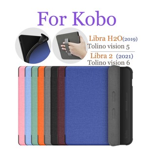 Vỏ Bao Da pu Có Quai Đeo Tay Hỗ Trợ Chức Năng Ngủ / Thức Cho kobo libra h2o 2019 libra 2 libra2 2021 tolino vision 5 6