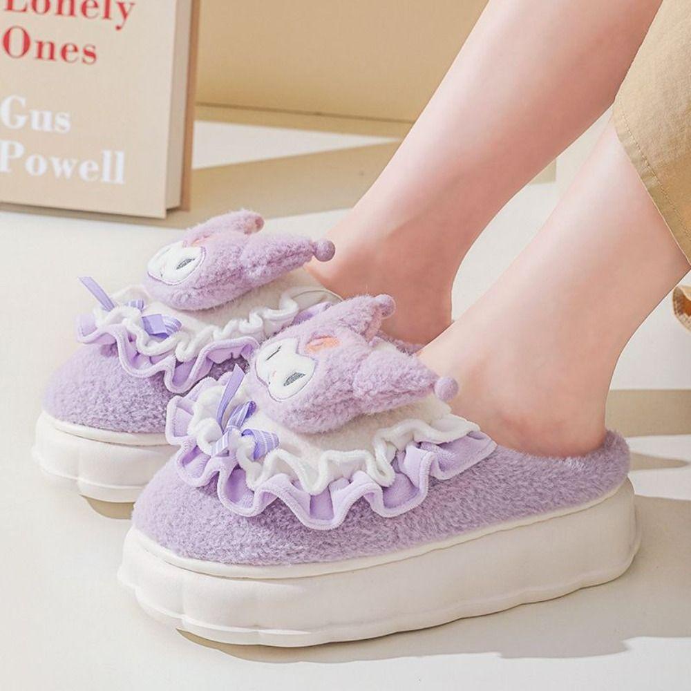Shanhai Dép Bông Mềm Đi Trong Nhà Mùa Đông Họa Tiết Hoạt Hình melody kt pompom purin