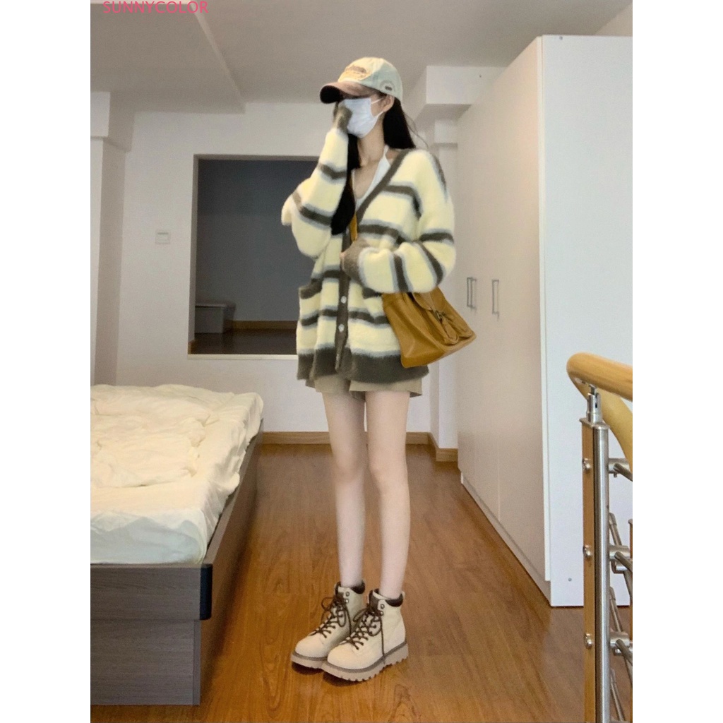 SUNNYCOLOR Áo Len áo khoác cardigan Hàn Phong Fashion Phong cách Stylish WMY2393C5A 42Z231016