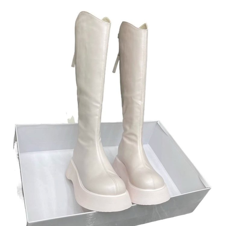 Giày Bốt Cổ Cao Đế Dày Mũi Tròn Có Dây Kéo Sau Lưng size 35-40 Thời Trang Cho Nữ