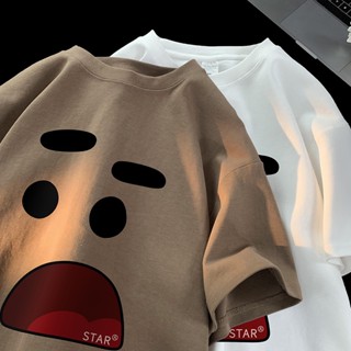 Áo Thun Tay Ngắn Cổ Tròn In Hình Biểu Cảm Vui Nhộn Thời Trang Đường Phố Mỹ vintage Dành Cho Nam