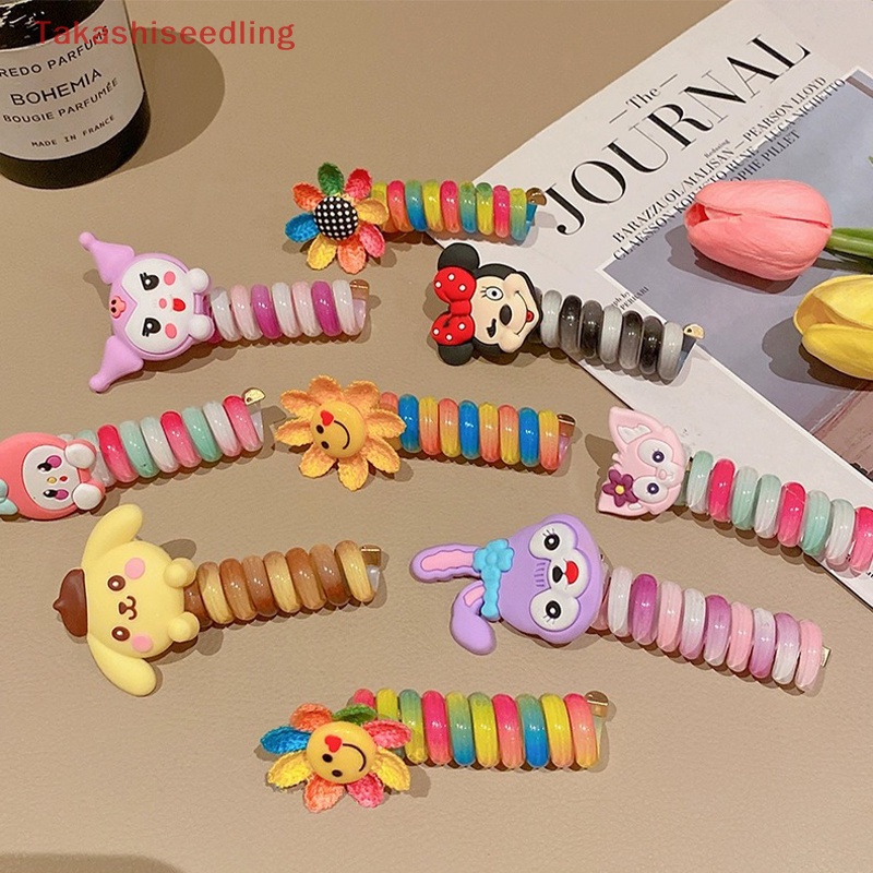 Dây Buộc Tóc Đuôi Ngựa Cao Co Giãn Nhiều Màu Sắc Họa Tiết Hoạt Hình Cho Bé Gái