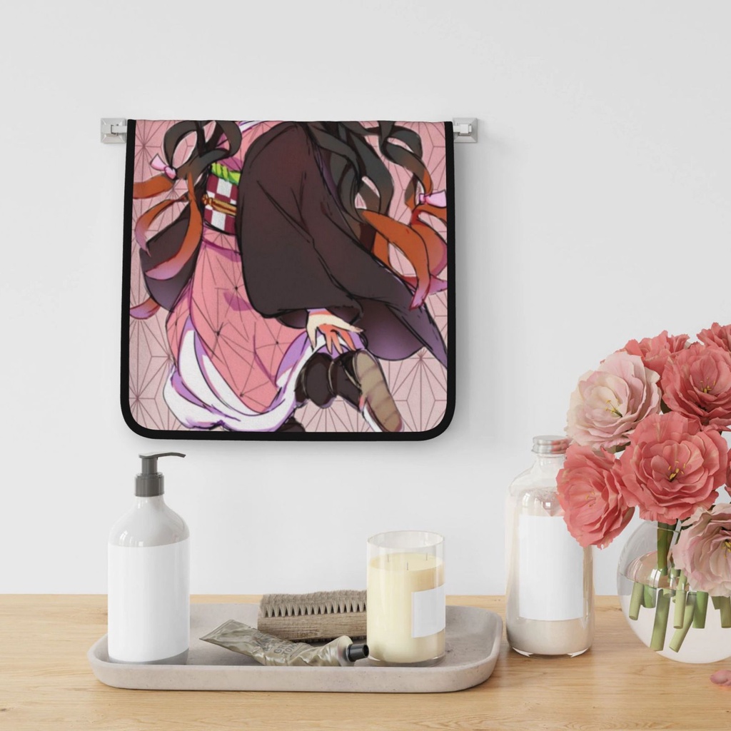 Khăn Tắm Vải Nhung San Hô Thấm Hút Tốt Họa Tiết demon slayer kamado nezuko 40 * 70 cm