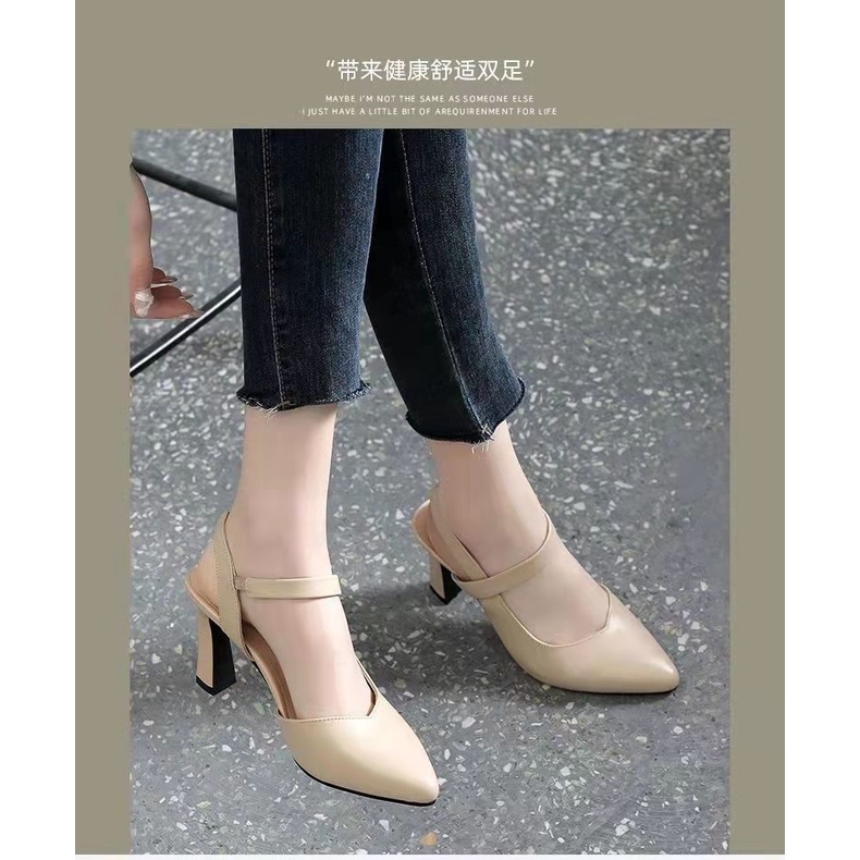 Giày Cao Gót Da Mềm Mũi Nhọn Thời Trang Mùa Hè 2023 Cho Nữ CY2