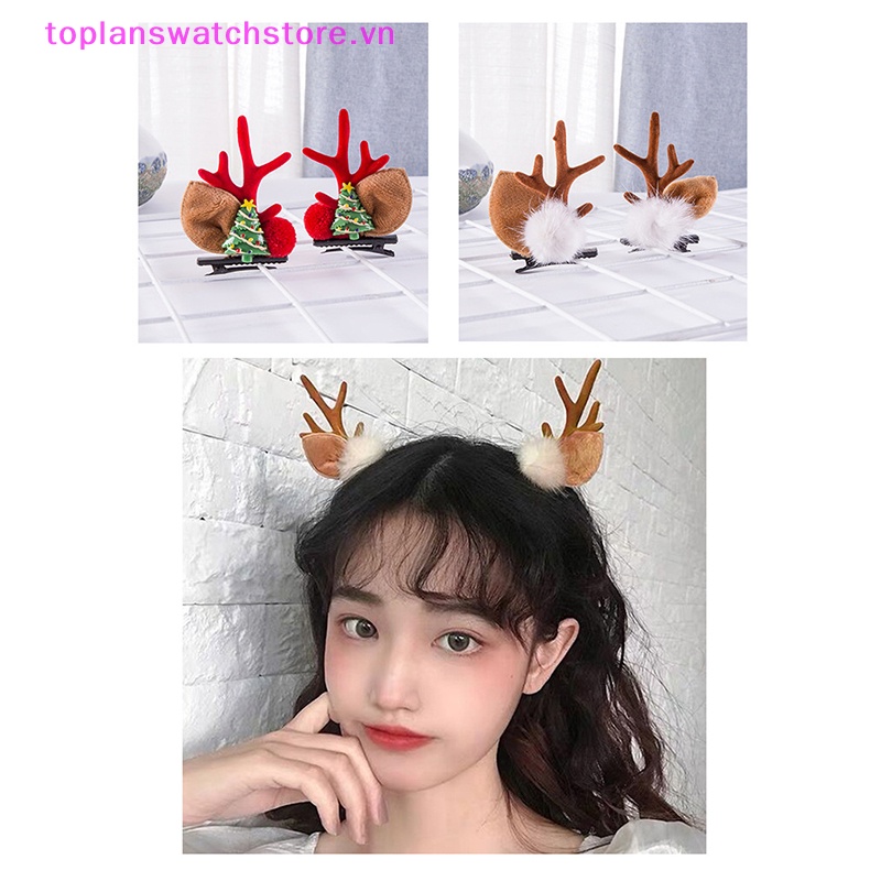 1 Cặp Kẹp Tóc Hình Nơ / Ông Già Noel / Tuần Lộc Giáng Sinh Dễ Thương Cho Bé Gái vn