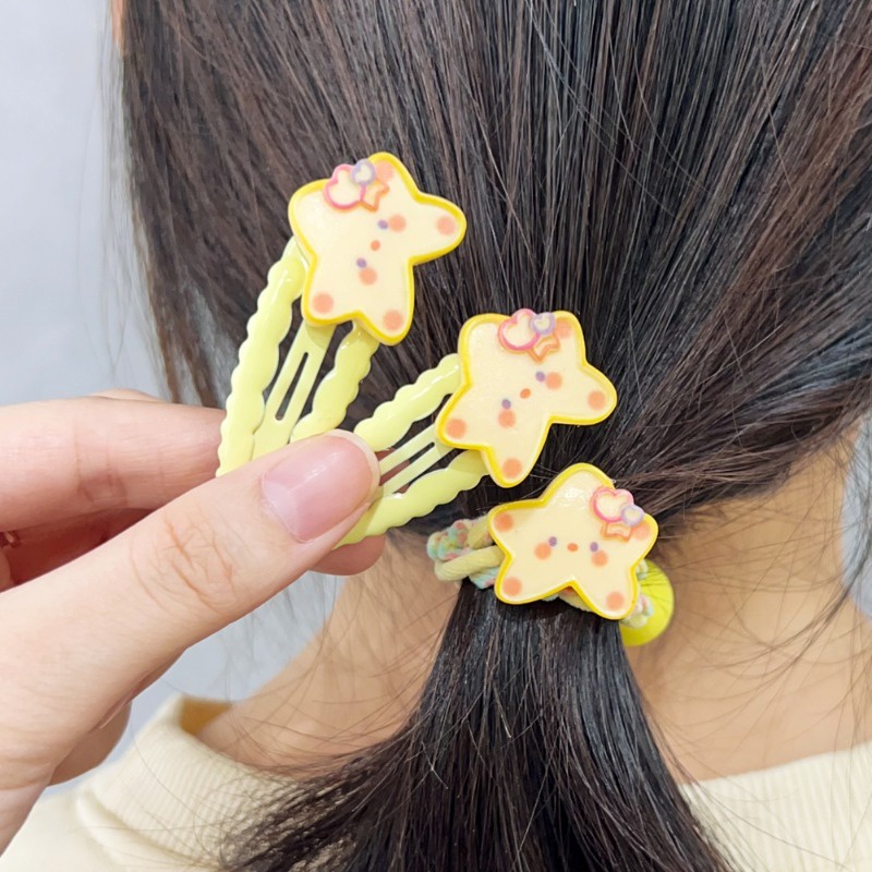 Kẹp Tóc Hình Ngôi Sao / Mặt Cười / Trái Tim Đôi Màu Vàng Phong Cách Hàn Quốc Dễ Thương - y2k / Dễ Thương Dành Cho Bé Gái