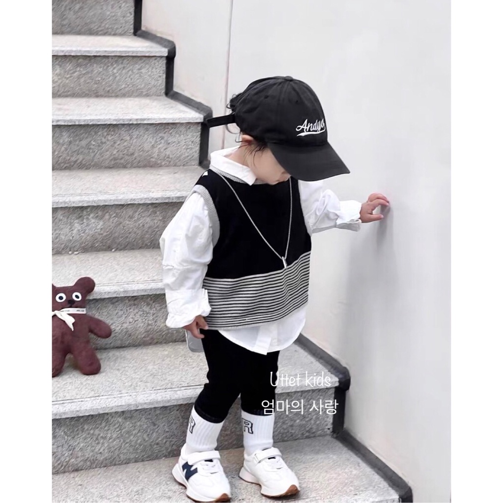 ÁO GILE LEN PHA PHONG CÁCH HÀN QUỐC CHO BÉ GÁI VÀ BÉ TRAI B41