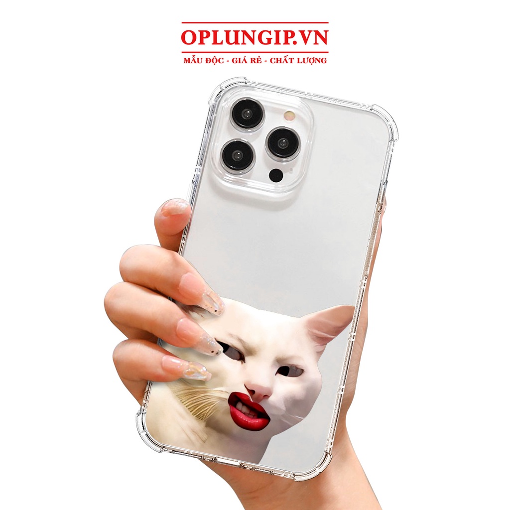 Ốp iphone silicon cạnh vuông in hình mèo hài bựa cho iphone 15 14 13 pro max plus 11 12 pro max mini x r s max 7 8 plus