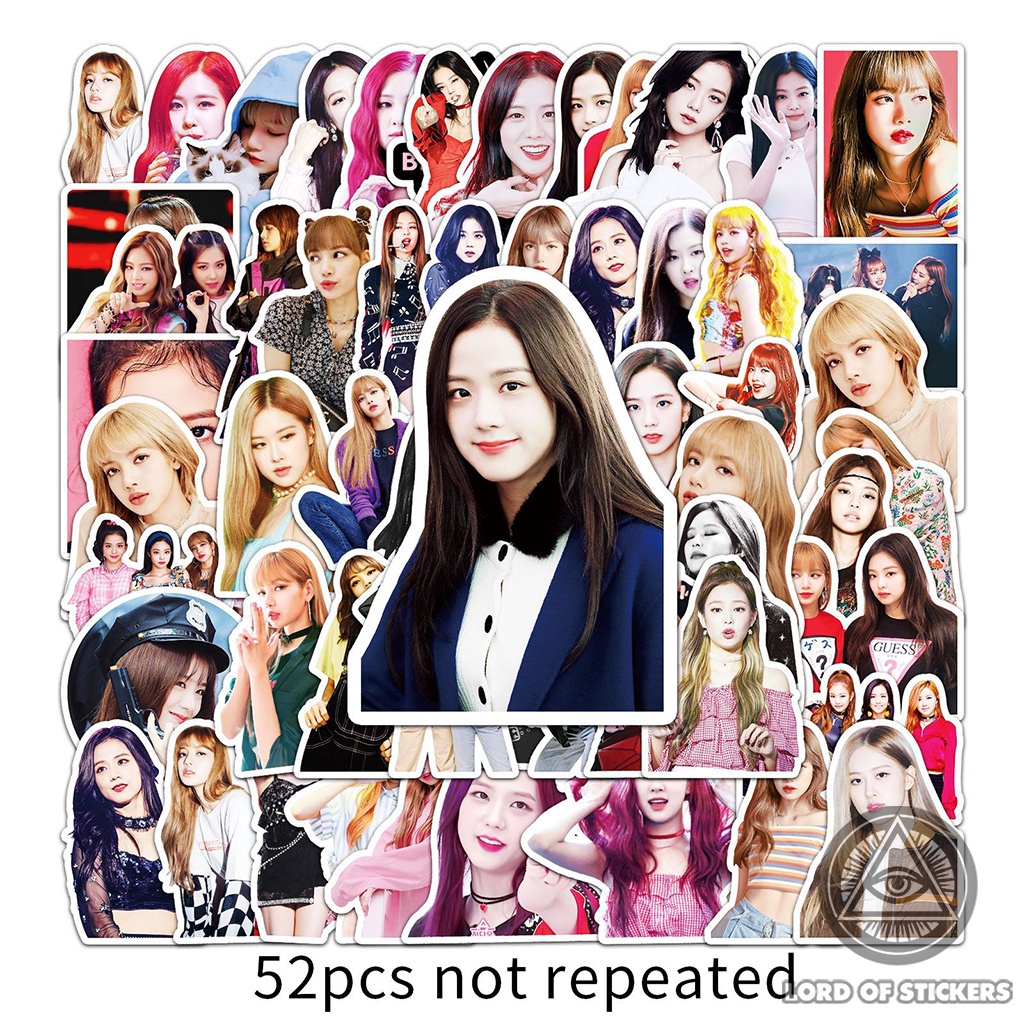 Set 52 Hình Dán BLACKPINK Sticker Cute Ban Nhạc Kpop Chống Thấm Nước Trang Trí Mũ Bảo Hiểm, Laptop, Ván Trượt, Vali, Sổ