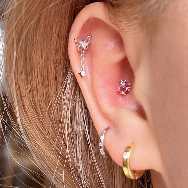 JOJO COCO Khuyên Tai Núm Tua Hình Bướm Đính Đá zircon Phong Cách Hàn Quốc Tinh Tế Cho Nữ