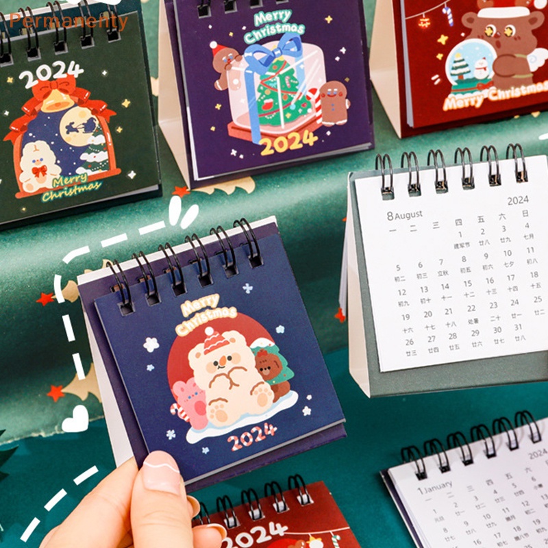Lịch Để Bàn mini Năm 2024 kawaii Hoạt Hình Dễ Thương Ghi Chú Lập Kế Hoạch Hàng Ngày Để Bàn