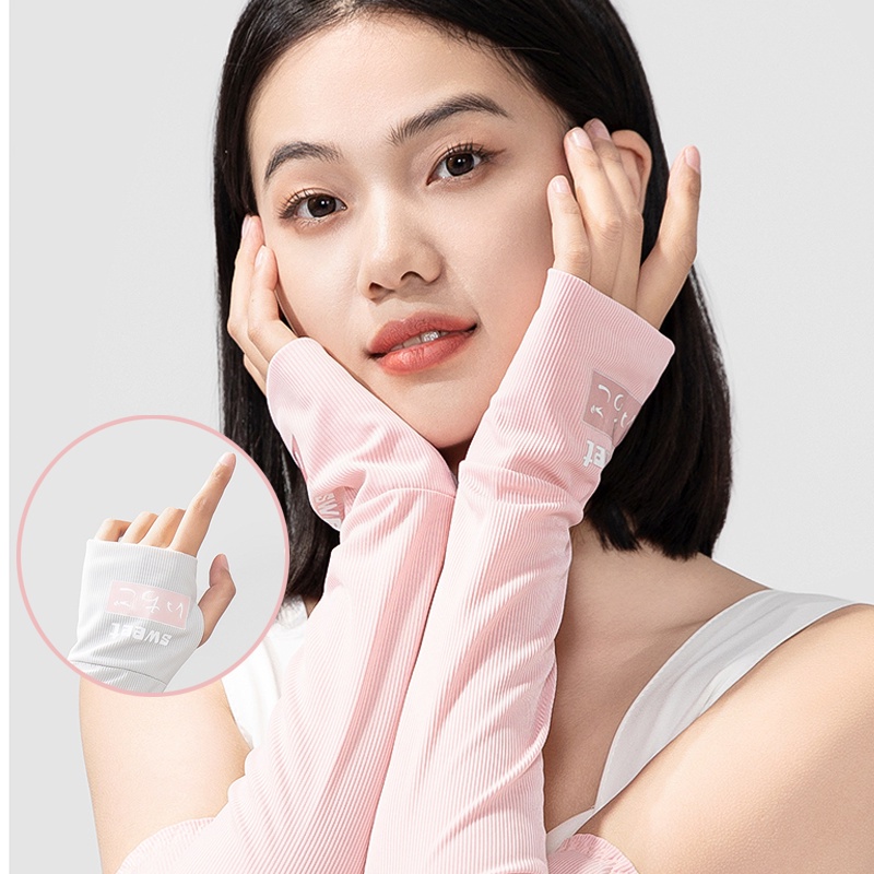 Vải Lụa Lạnh Găng Tay Dài Chống Nắng Đạp Xe Ống Tay Chống Nắng - YKD