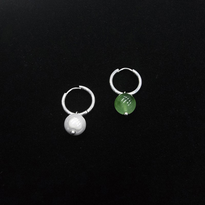 1 Khuyên Kẹp Vành Tai Thép Titan Đính Đá Xanh Lá Phong Cách hip hop Thời Trang Mới Không Cần Xỏ Lỗ