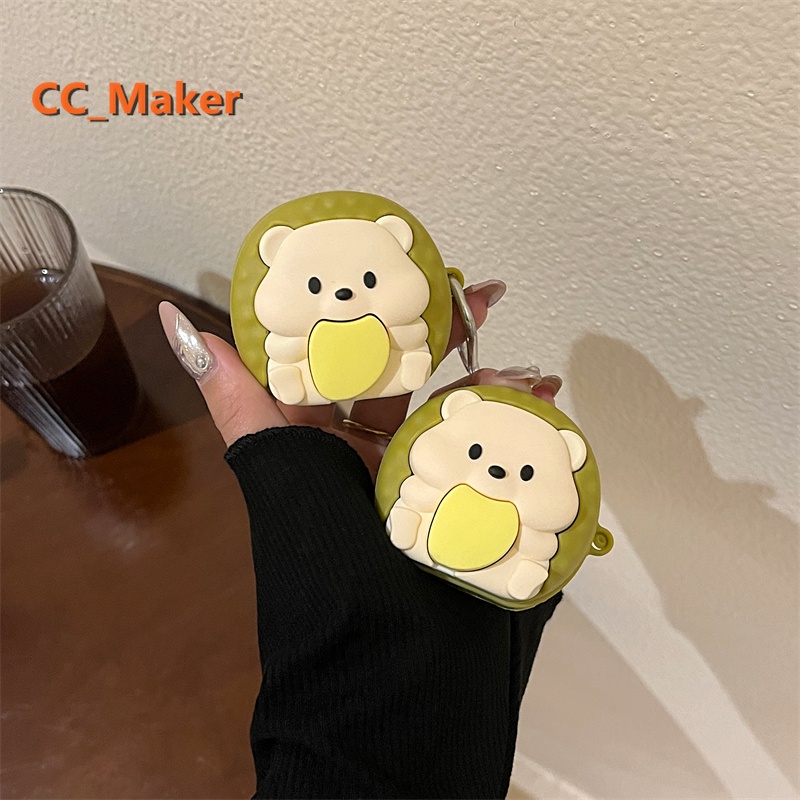 3D Cute Durian Bear For Samsung Galaxy Buds FE Case Cartoon Silicone Soft Case Samsung Galaxy Buds2 Pro / Buds Pro Shockproof Case Galaxy Buds2 / Live Protective Cover
