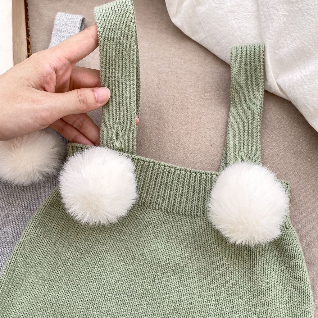 Onesie Áo Liền Quần Hai Dây Màu Trơn Thời Trang Dành Cho Bé Gái Sơ Sinh 0887