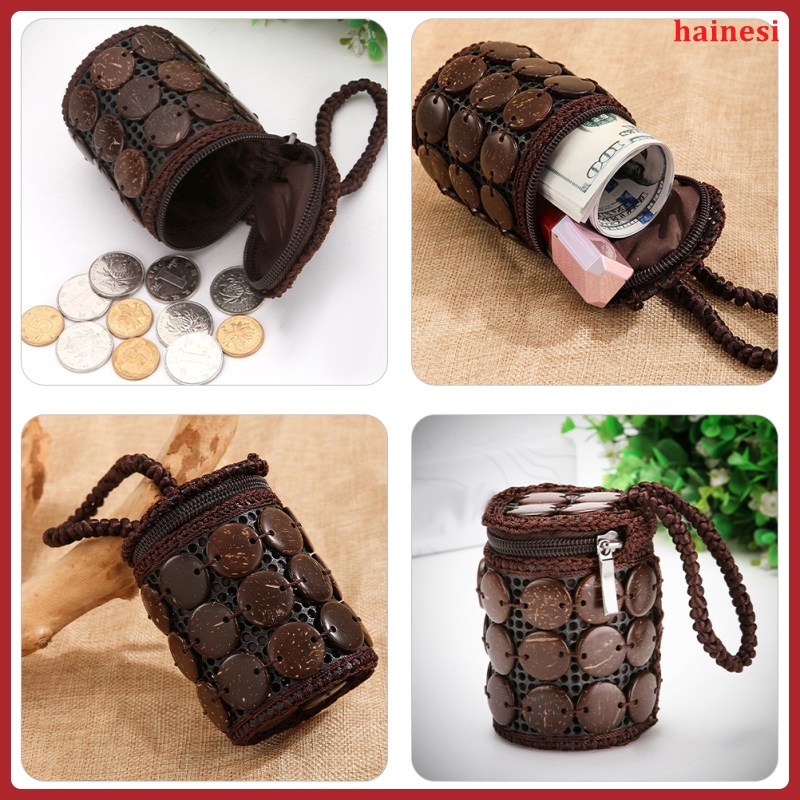 Ví Nhỏ Đựng Tiền Xu Màu Cà Phê Cho Nữ hainesi