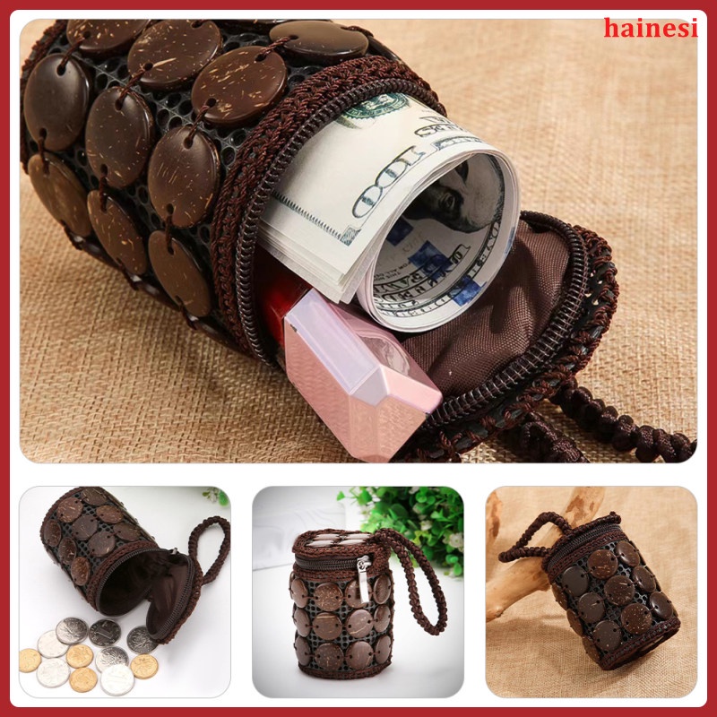 Ví Nhỏ Đựng Tiền Xu Màu Cà Phê Cho Nữ hainesi