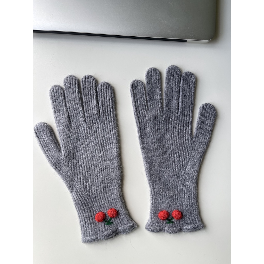 Găng Tay Len Dệt Kim Hở Ngón Màu Trơn Giữ Ấm Mùa Thu Đông Phiên Bản Hàn Quốc Có Thể Chạm Màn Hình Cảm Ứng Dành