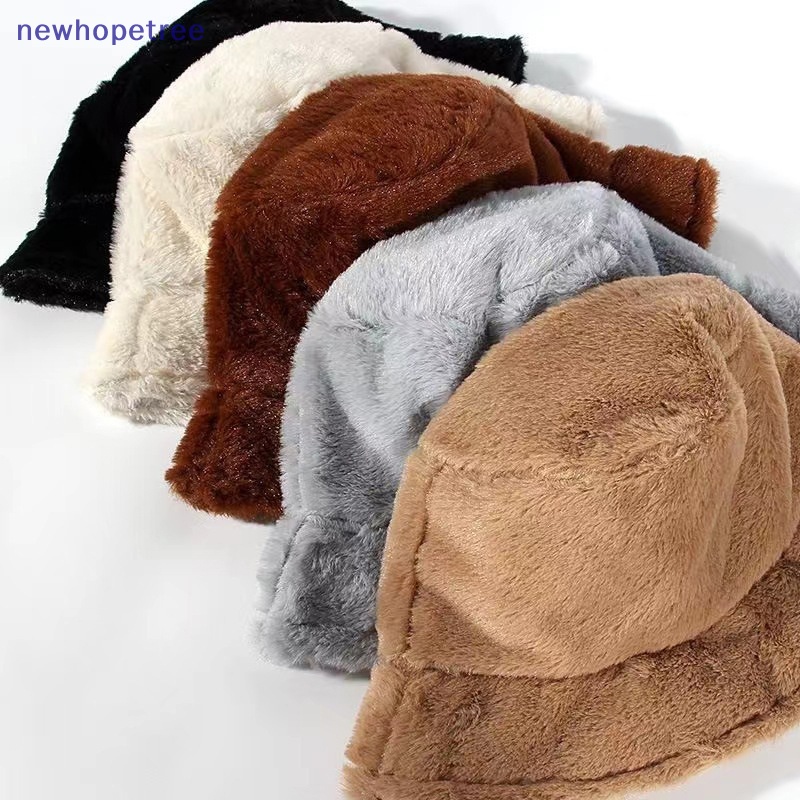 Nbvn Mũ bucket Chất Nhung Giả Lông Thú Mềm Mại Ấm Áp Thời Trang Thu Đông 2023 Cho Nam Và Nữ