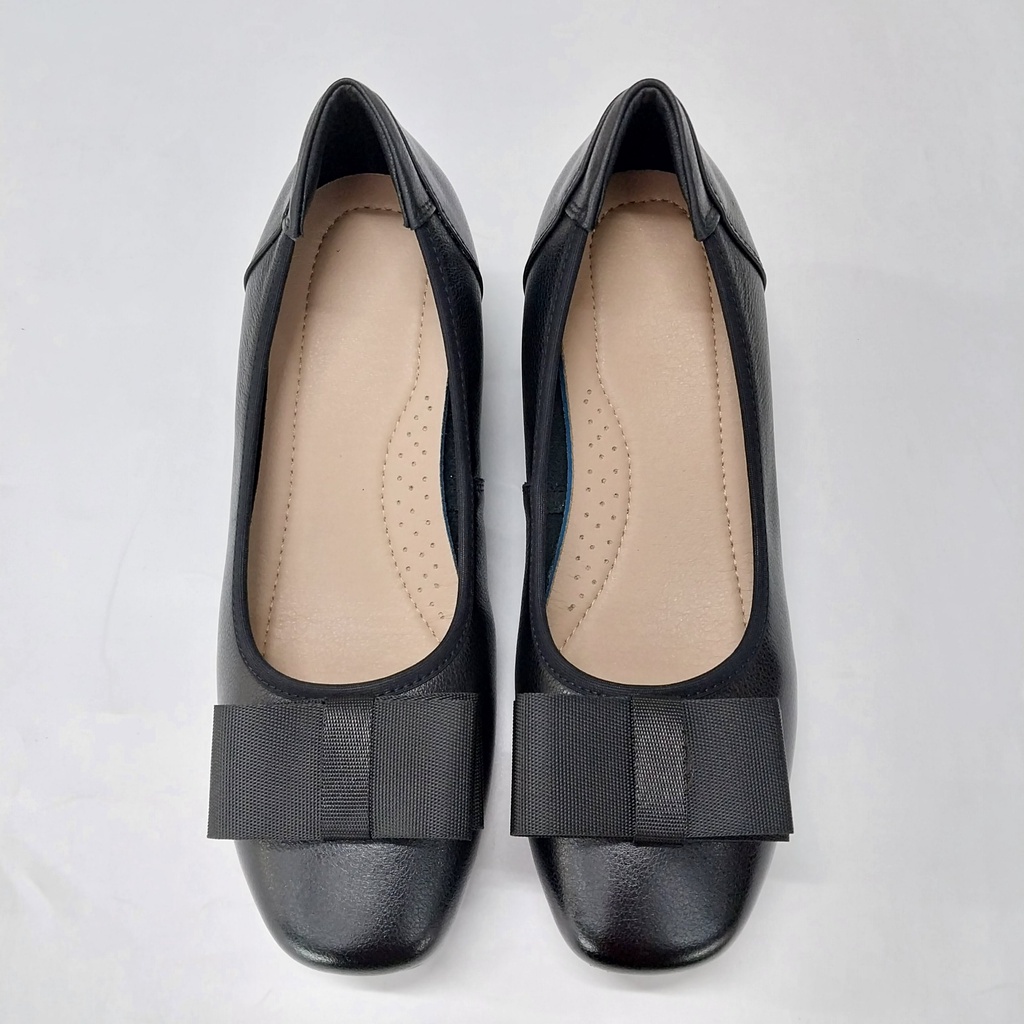 Giày VNXK đế xuồng họa tiết nơ ngang, mũi tròn 2cm