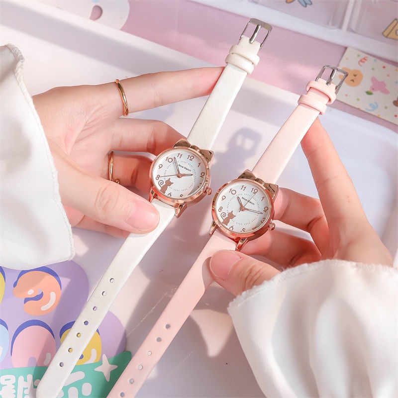 Bộ Đồng Hồ Đeo Tay Hình Mèo Hoạt Hình Đáng Yêu Dành Cho Trẻ 5 Tuổi