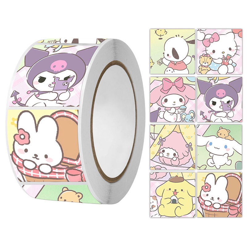 SANRIO Cuộn 500 Miếng Dán 1inch Hoạt Hình Cậu Bé Bút Chì Trang Trí