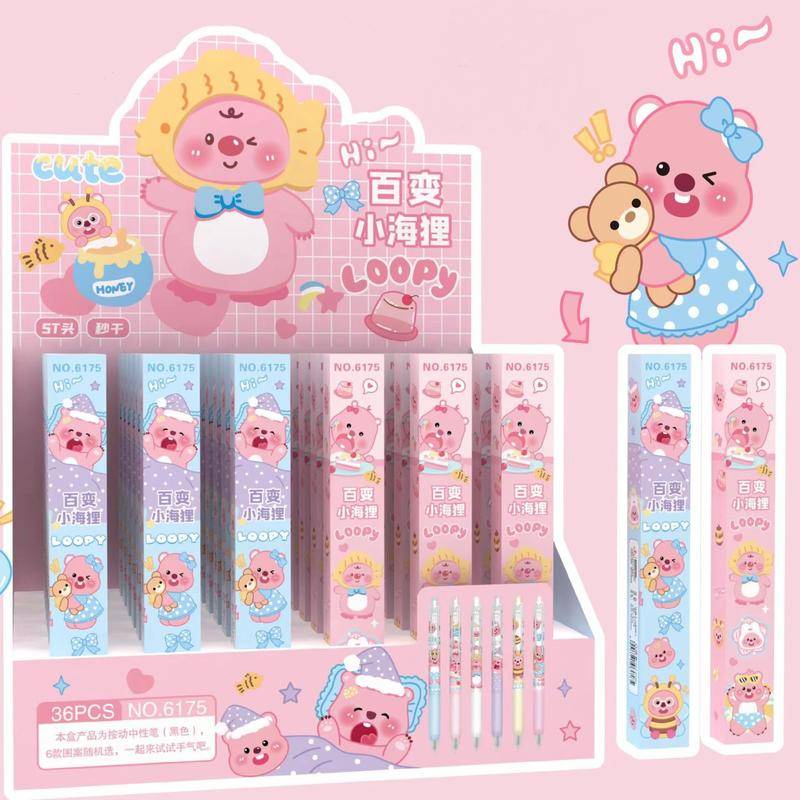 Ngẫu Nhiên 1 Hộp Bút Mực gel Hình Chim Cánh Cụt Nhỏ Pory Hoạt Hình Quà Tặng Sinh Nhật Cho Học Sinh