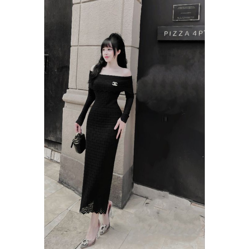 Body ren trễ vai dáng dài cực sang chảnh