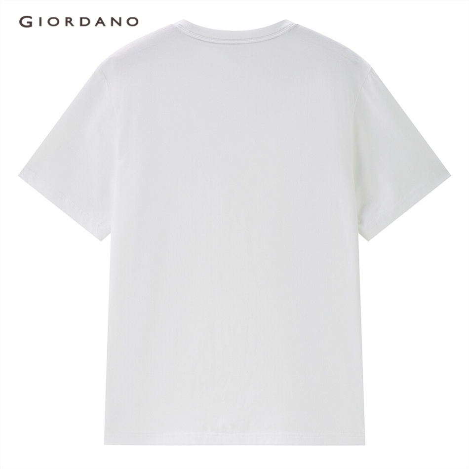Áo thun nam GIORDANO cotton cổ tròn tay ngắn màu trơn 01023419