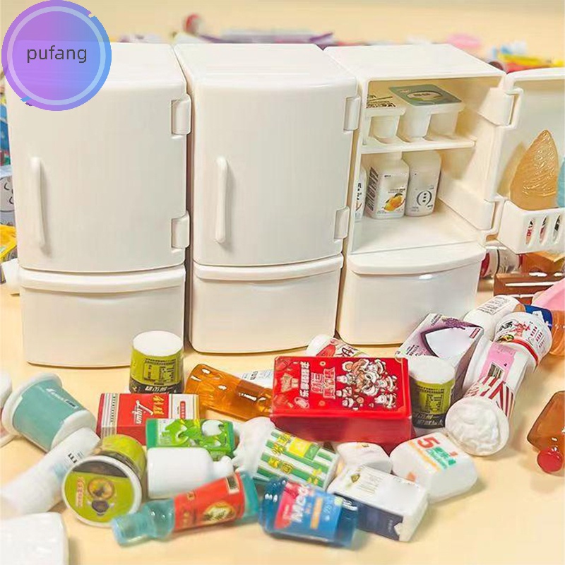 Pufang Tủ Lạnh Đồ Chơi mini Màu Trắng Tỉ Lệ 1 / 12 Trang Trí Nhà Búp Bê vn