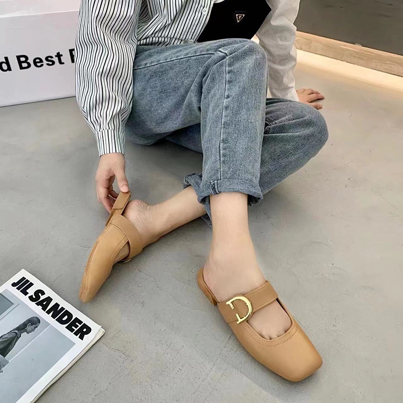 Xăng đan Đế Bằng Màu Trơn Thời Trang Cho Nữ