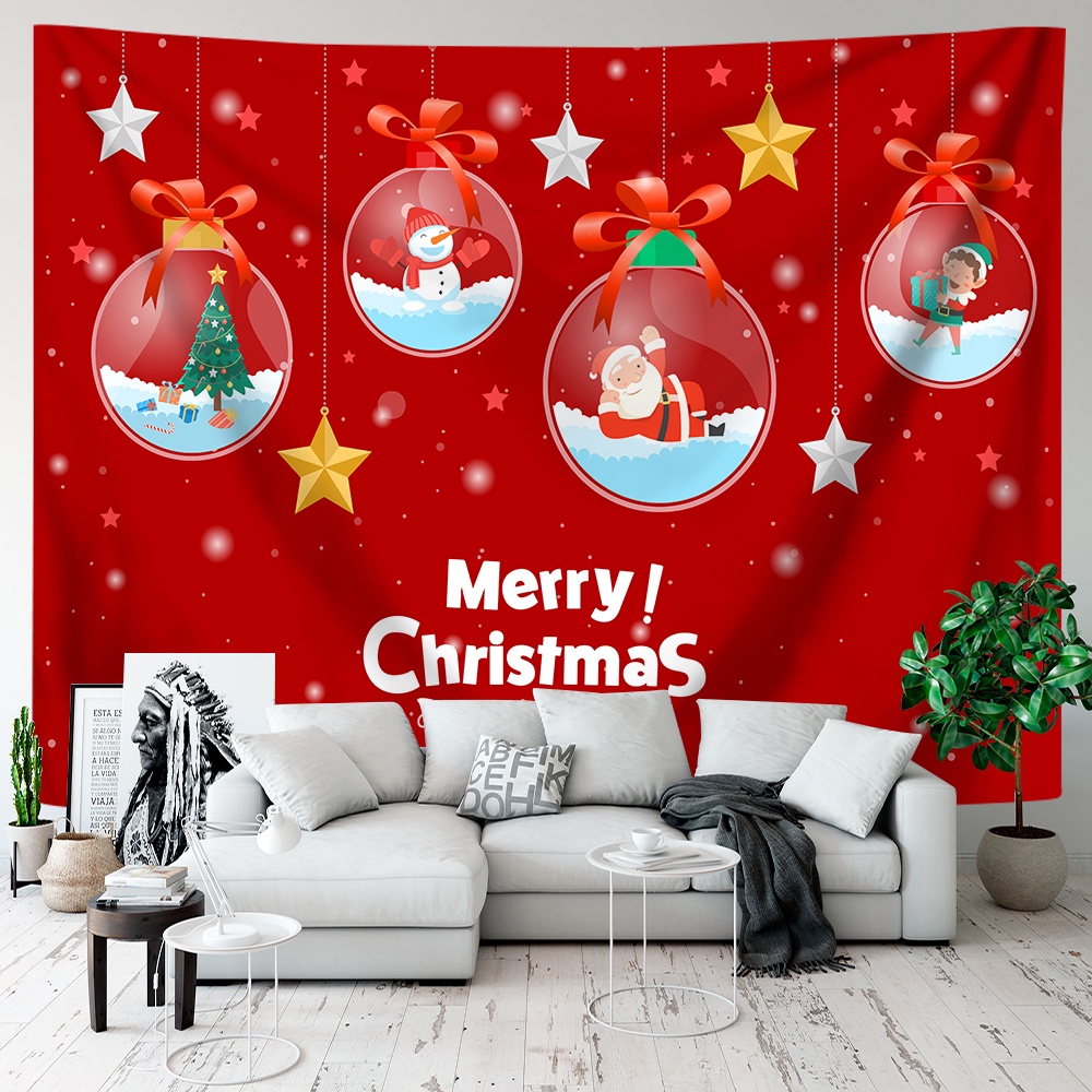 Thảm Treo Tường Trang Trí Giáng Sinh Năm Mới Kèm Kẹp Chất Liệu polyester