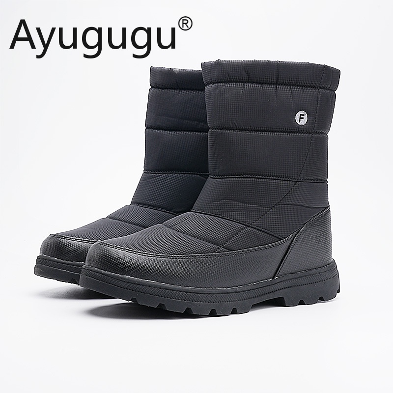 Ayugugu Giày Bốt Cổ Cao Bằng cotton Chống Nước Chống Lạnh Thời Trang Mùa Đông Cho Nam Nữ boot Bốt đi tuyết giày cao cổ nam đen