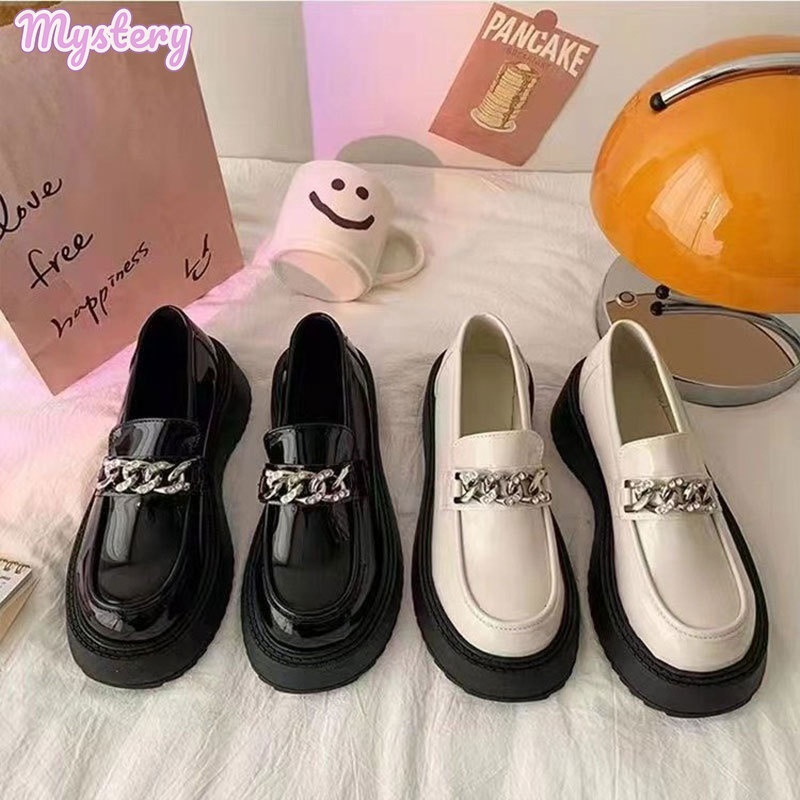 Giày Lười Đế Xuồng Quai Kim Loại Thời Trang vintage Cho Nữ