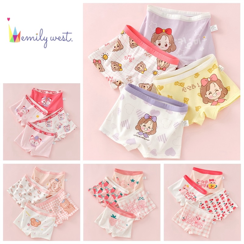 Dễ Thương Set 4 Quần Lót cotton In Hình Công Chúa Hoạt Hình Cho Bé Gái