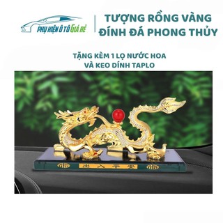 Nước hoa xe hơi tượng rồng vàng như ý nhả ngọc phong thủy cao cấp bằng hợp kim sang trọng, video tự quay