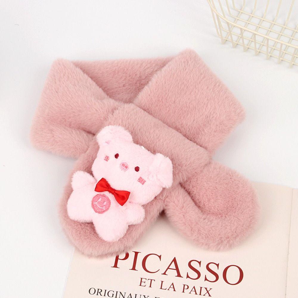 Leota Khăn Choàng Lông Thỏ Giả Dày Dặn Màu Trơn Giữ Ấm Mùa Đông Cho Bé