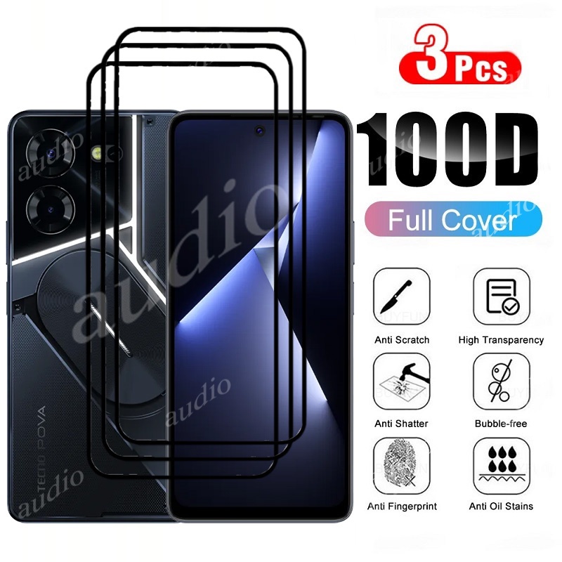 3 Kính Cường Lực Cho Tecno Pova 5 6 Pro 5Pro 6Pro 5G 4G 2024 Bảo Vệ Màn Hình Điện Thoại Vỏ Kính Bảo Vệ Phim Cho Tecno Pova5 Pova6 Pro Pova5Pro Pova6Pro 5G 9H HD Chống Trầy Xước