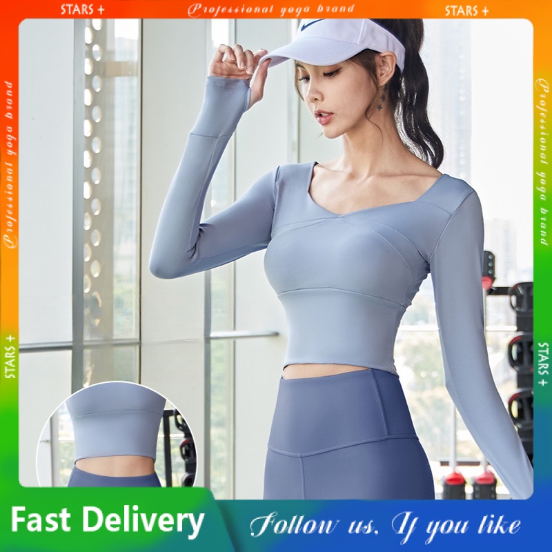 Đồ tập gym nữ, Set Đồ Thể Thao Gồm Áo Bra + Quần Dài 2XL Eo Hẹp Tay Dài Thoáng Khí Nhanh Khô Cho Nữ