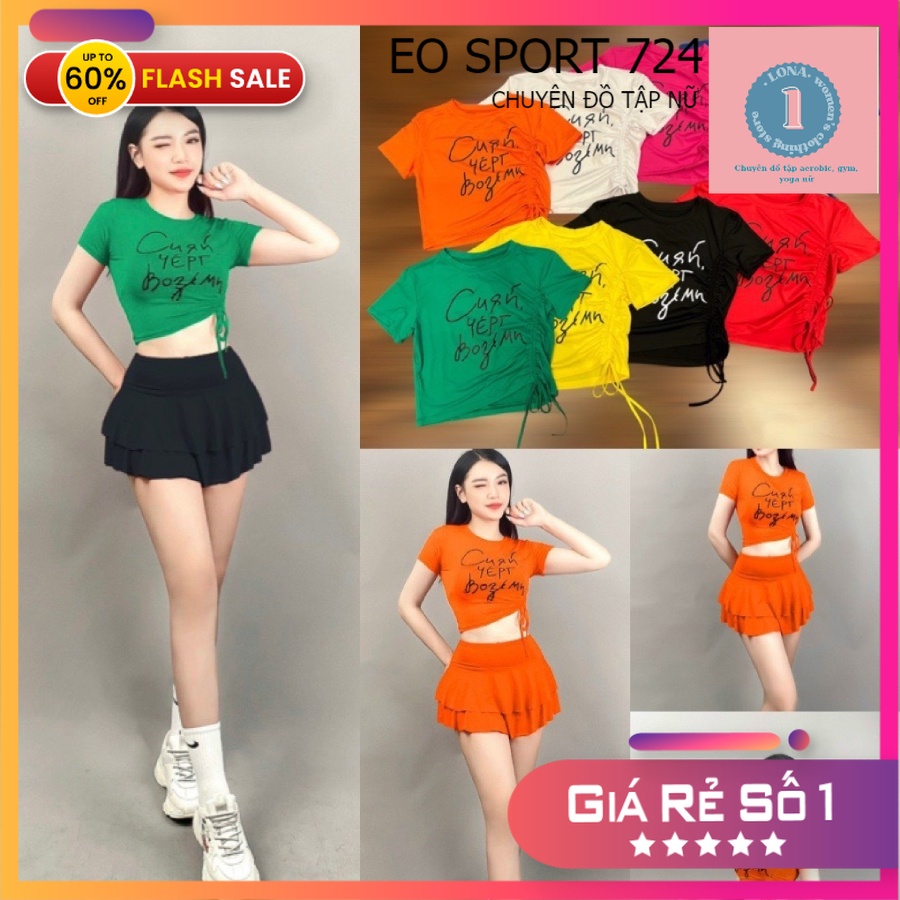 Áo tập gym yoga aerobic nữ croptop dây chữ xinh xắn