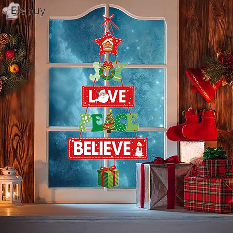 Móc Treo Cửa Trang Trí Tiệc Giáng Sinh Năm Mới Hình Ông Già Noel claus snowman Nai Sừng Tấm merry