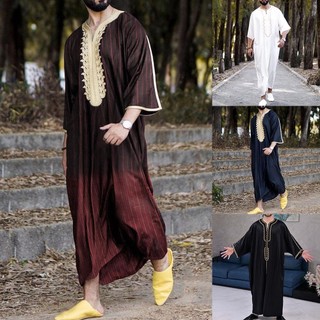 Áo Choàng robe saudi arab Sọc jubba kaftan Dài Tay Cho Nam