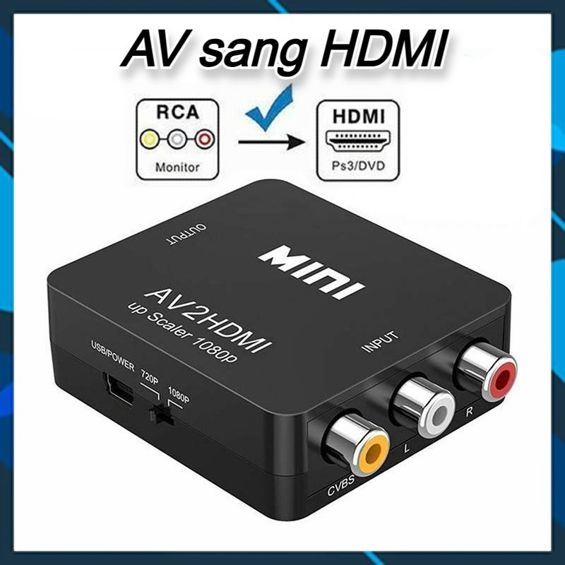 [AV to HDMI] Bộ chuyển đổi Video AV sang HDMI 1080p Công cụ chuyển đổi tổng hợp Tương thích HDMI với