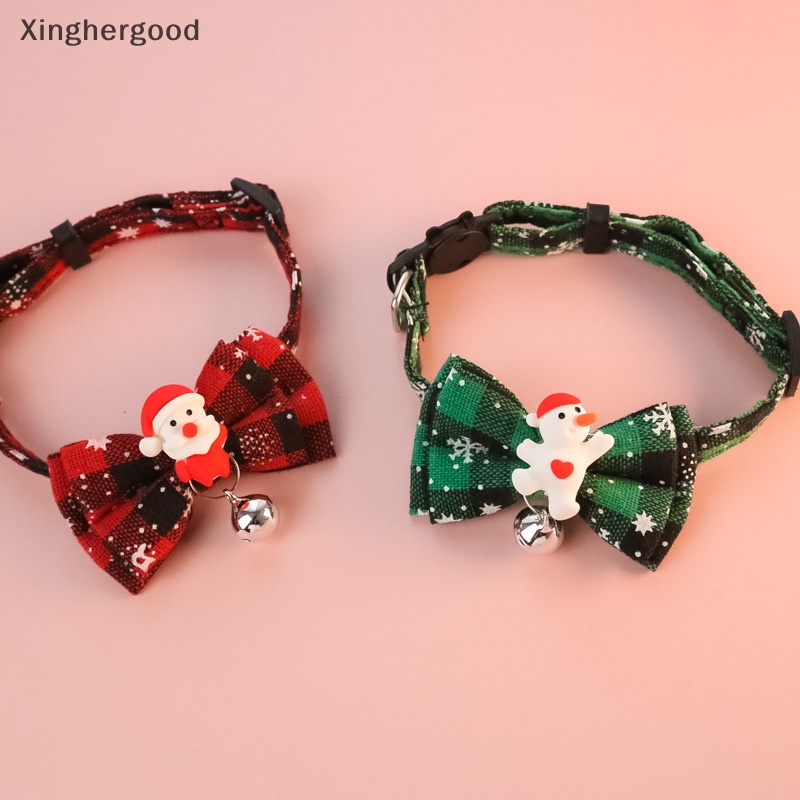 Vòng Cổ Hình Cây Thông / Tuần Lộc / Người Tuyết Có Chuông Trang Trí Giáng Sinh Cho Thú Cưng xinghergood xhg