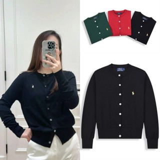 Ralph lauren Áo Khoác cardigan Len Dệt Kim Tay Dài Cổ Tròn Thời Trang Thu Đông Cho Nữ