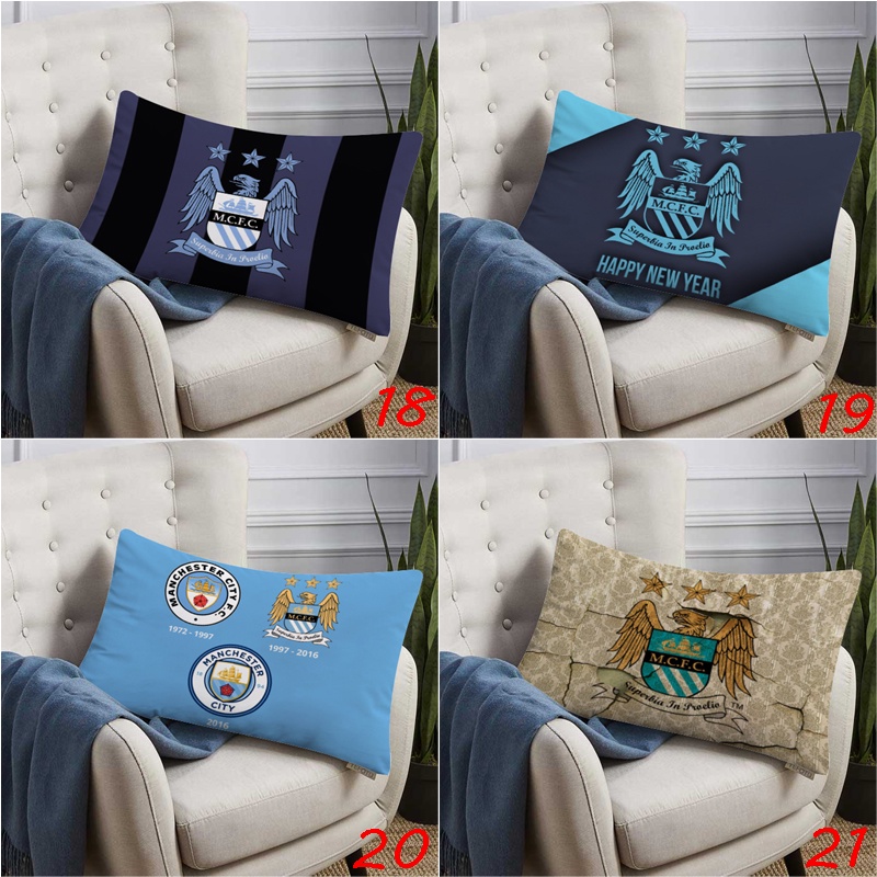 Vỏ Gối polyester In Hình logo Câu Lạc Bộ Bóng Đá manchester city Một Mặt Trang Trí Nhà Cửa