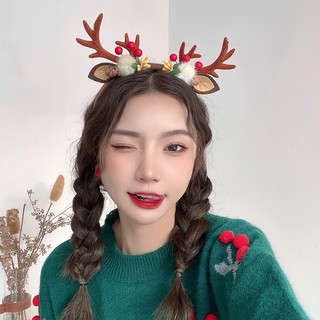 Băng đô cài tóc noel sừng nai xinh xắn dễ thương, cài noel phụ kiện tóc giáng sinh